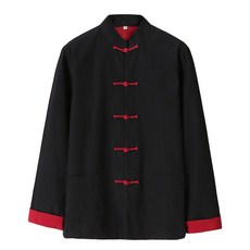 ZooBoo 남성용 무술 쿵푸 재킷 탱 수트 블랙+레드 XXL