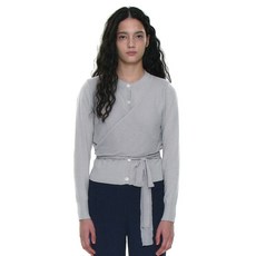 PARTIMENTO WOMEN 레이어드 크로스 바디랩 가디건_라이트 그레이