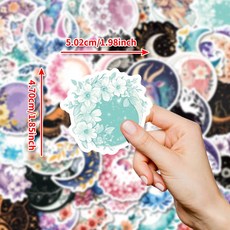 嗨購 50張唯美月亮植物防水裝飾貼紙 - 冰箱貼/滑板貼/手機殼貼畫, T01042425