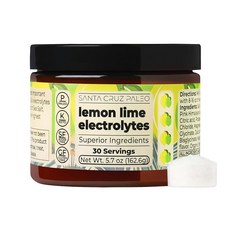 Santa Cruz Paleo 전해질 파우더 레몬 라임 맛 무설탕 하이드레이션 드링크 믹스 히말라야 핑크 소금 바다 소금 글리시네이트 염화칼륨 스테비아 단맛 30, Santa Cruz Paleo 전해질 파우더, 레몬 라, 162.6g, 1