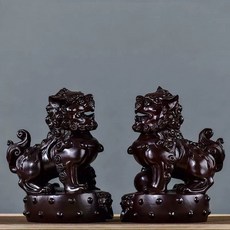 花梨木 紅花梨木 黑檀木 獅子 擺件 整木精雕, 如圖所示, 1個