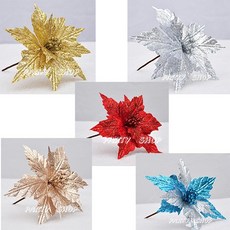 派對樂 聖誕節裝飾 亮粉手工聖誕花 聖誕樹裝飾 聖誕紅 聖誕花, 紅