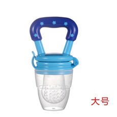 寶寶蔬果咬咬樂輔食器：安全網袋設計，學習品嚐水果原味，訓練咀嚼能力，食品級矽膠材質，易清洗消毒, 1個, 藍色, 藍色