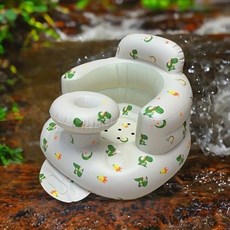 완구인형 336개월 아기용 인플레이터블 베이비 시트 내장형 에어 펌프 포함 바닥 의자 앉기 및 앉기 배우기 용 유아 시트 풀 서라운드 디자인 공룡, 1)그린 트레이