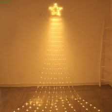 LED 별 폭포 유수 전구 크리스마스트리 장식 야외 정원 장식등 2.3m, 베이지