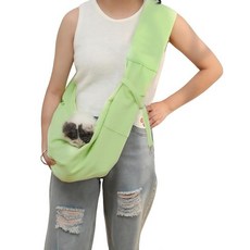 반려동물 슬링 캐리어 백 고양이 강아지 크로스바디 캐리어 포켓 및 하네스 포함 경량 소형 고양이 개 크로스바디 캐리어, 초록색, 1