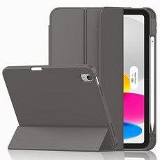 IMieet 아이패드(A16)/아이패드 10세대 [11인치 2025/10.9인치 2022]용 케이스 펜슬 홀더와 부드러운 TPU 뒷면이 있는 3단 스탠드 스마트 커버 터치, 스페이스 그레이