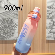 MINDER 運動水壺 900ml 漸層色 附提手 彈蓋飲水瓶, 1個, 粉色蓋 900Ml