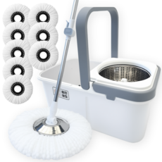 공간온도 프리미엄 통돌이 회전걸레 바닥청소 밀대 마대 + 걸레 5장, 1세트