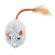 逗貓電動老鼠長毛款 仿真電動老鼠玩具 貓咪互動玩具 寵物玩具, 灰色, 1個, 灰色長毛