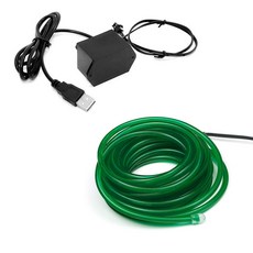 5m/16.4ft 대형 2.3mm 두께 - 녹색 네온 LED 라이트 글로우 EL 와이어 - USB 포트로 구동 - DIY 프로젝트 의상 액세서리 코스프레용 공예 네온 와이어 스트링, 1개