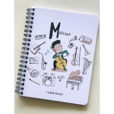 老羊樂器店 音樂筆記本 線圈筆記本 鋼琴音符鍵盤 莫札特 蕭邦 貝多芬 音樂禮品 文具 記事本, 1個, Musician 音樂家