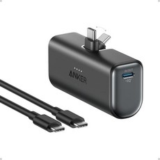 앵커 아이폰 17 휴대용 충전기 내장 USB C 커넥터가 있는 나노 파워뱅크 5000mAh 22.5W 171615 시리즈 삼성 S2223 아이패드 프로에어 에어팟 및 기타용, Black