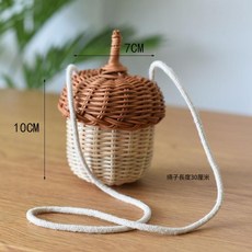 橡果造型藤編收納籃 10cm 1套, 7*10