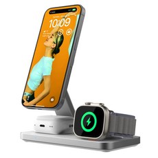 파우트 Qi2 3in1 맥세이프 고속 무선 충전기 아이폰 애플워치 호환 HANDS7 PRO, 1개, 화이트