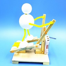 臺灣熱銷 博燃科敎木質益智科敎玩具diy小製作材料包兒童手工模型科學玩具, 跑步機器人材料包, 1個