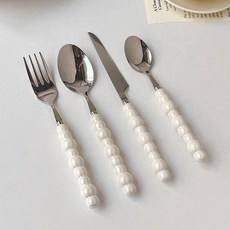 刀叉勺餐具 陶瓷珍珠手柄 不鏽鋼, 1支, 珍珠白