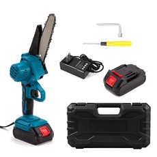 電鏈鋸 6寸 2電1充 電動伐木鋸 純銅電機 單手鋸 軍刀鋸 無線 電鋸 鋸子 附收納盒, 1個