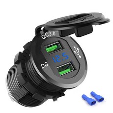 Tlopez 충전 3.0 USB 충전기 소켓 전원 해양 보트 오토바이 트럭에 대 한 LED, Black