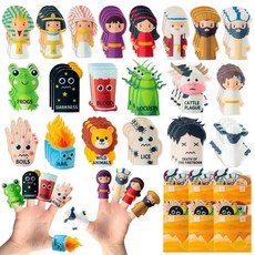 WATINC 유월절 펠트 손가락 인형 - 66피스 유월절 스토리텔링 역할 놀이 전 캐릭터 손가락 인형 시나리오 가방 포함 파티 선물 용품 학교 재미있는 이야기 활동 조기 교, WATINC 유월절 펠트 손가락 인형 - 66피스 유월