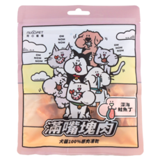 陪心寵糧 滿嘴塊肉凍乾 犬貓適用 寵物凍乾, 1個, 深海鮭魚丁30g