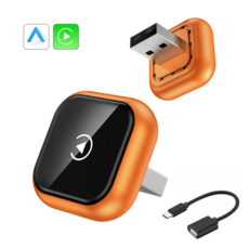 7Shadows 무선 스마트 자동차 어댑터 애플 카플레이 안드로이드 오토 2 in 1 -M8, 오렌지, M8