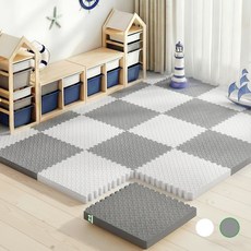 Soolink 스펀지 바닥 매트 두꺼운 층간소음 퍼즐매트 12P 거실 베란다 냉기차단 2cm, 12개, 그레이