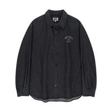 와키윌리 WACKY WILLY 타이포 워싱 오버핏 데님 셔츠 블랙 174540