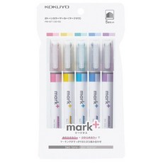 KOKUYO Mark+ 雙色螢光筆五入組 PM-MT100-5S 日本製, 1個, 五入組（PM-MT100-5S）, 雙色螢光筆
