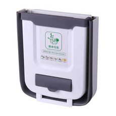 접이식 쓰레기통 슬림 쓰레기통 2.6 갤런 10l 접이식 작은 쓰레기통 쓰레기 봉투 컨테이너 캐비닛 도어 자동차 침실용, 1)Grey