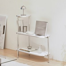 아씨방가구 베니 3단 미드센츄리 모던 철제 수납 선반장 600, 크롬엣지