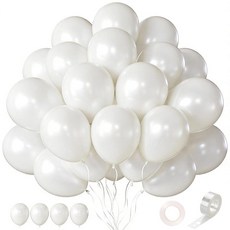 CVPARTYON 골드 풍선 60피스 메탈릭 30.5cm 12인치 가랜드 아치 생일 파티 베이비 샤워 브라이덜 크리스마스 장식 1895641, 펄 화이트.