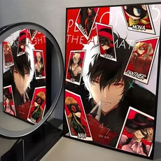 P-Persona 3 4 5 Royal Anima 게임 포스터 방수 HD 벽 스티커 자체 접착 아트 퇴색 방지 홈 룸 장식, 04 15X20cmNoframe, 17 Black8