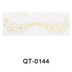 燙金雀斑紋身貼 防水臉部妝容貼 歐美表演臉貼 臨時一次性紋身貼, 1個, QT-0144,52*150MM