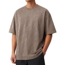 COOFANDY 남성용 면 티셔츠 오버사이즈 유니 반소매 캐주얼 루즈 핏 티 빈티지 스트리트웨어 워싱 탑 라이트 그레이. L 268609, 카키