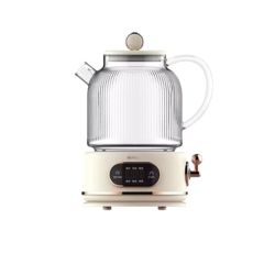 SIMOI 全玻璃養生壺 1.2L 多功能烹煮 24小時預約 12小時保溫, 米黃色, 1個