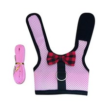 애완 동물 토끼 햄스터 소프트 조절 하네스 가죽 끈 흰 족제비 기니피그 작은 산책 리드 돼지 친칠라 목걸이, 색상: 6. Pink / 크기: B. L, 1개