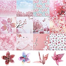 AiYa 종이접기 양면 무늬가 귀엽고 컬러풀한 종이접기 세트 일본 종이풍 치바 츠루치요 종이장식 DIY 종이 공예 용품 페이퍼 아트 벚꽃 무늬 15*15cm 100장입니다