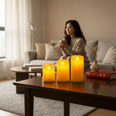 무화염 안전 LED 캔들 건전지 무드등 수유용 인테리어 조명, 2-가짜초-12.5cm