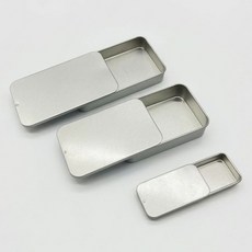 사각 무지 슬라이드 틴케이스 다용도 미니 틴박스, 1개, 은색