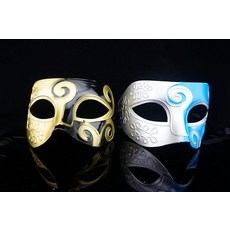 西門町發光派對屋 男生款古羅馬圖騰紋雙色面具(共9色可選) - 派對變裝必備, 1個, 金黑