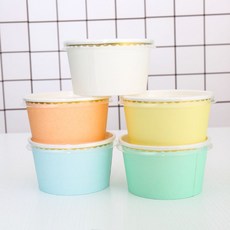 一次性紙碗 燙金加厚 生日派對小吃碗, 紙碗混色+蓋10個, 1個