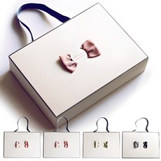 오브제스타 리본선물박스_손잡이형 (화이트상자), 핑크, 그린, 그레이, 5세트