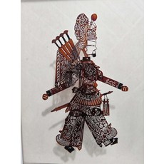 傳統皮影 武將 牛皮雕刻 手工藝品 高36cm, 如圖所示, 1個