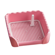 寵物尿盆/兔子便盆/狗廁所 - 防濺圍欄式寵物訓練便盆，狗狗如廁好幫手, 方形粉, 1個