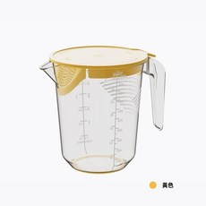 廚房過濾量杯 大容量1000ML烘焙量杯 帶刻度帶防塵過濾板 打蛋過濾量杯 透明刻度量杯, 黃色, 1個, 1000