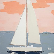 블루 핑크 웨이브 해변 일몰 야자수 쉘 풍경 아트 포스터 캔버스, 2. 17