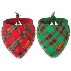 ADOGGYGO 태슬 가장자리가 있는 가을 강아지 반다나 세련된 오렌지 격자 무늬 반려동물 스카프 다양한 사이즈 추수감사절 할로윈 반다나 엑스트라 대형견용 XL 24847, 크리스마스-2