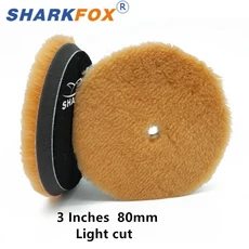 샤크폭스 3인치(80mm) 1개 자동차 도색 광택용 양모 패드 혼합 스펀지 폼 왁싱, 3 Inch 80mm, 1pc Brown Light Cut