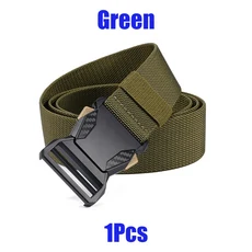 새로운 자동 버클 벨트 캔버스 전술 퀵 릴리스 작업복 캐주얼 야외 군사 훈련 바지 남성용 블랙, 05 1Pcs-Green, 01 120센티미터